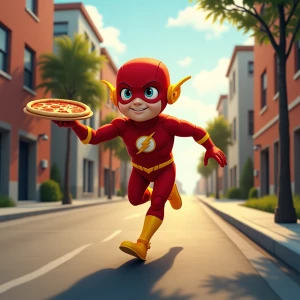 A linear perspective view of the superhero The flash running dow...