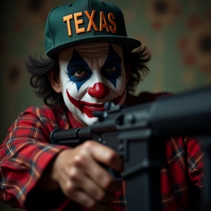 Sinister Mexican American wearing Hollywood make-up to look like...