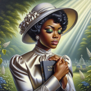 Render an airbrush oil painting of an African American woman wit...