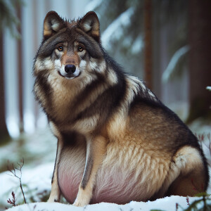 Very pregnant wolf