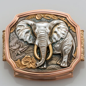 Sterling Silver trophy buckle with polished 14k rose gold border...