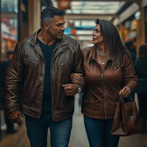 Photorealism,fantasy,a bodybuilder man ,walking with his 50 year...