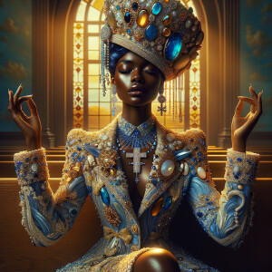Create an illustration that embodies spirituality and a deep con...