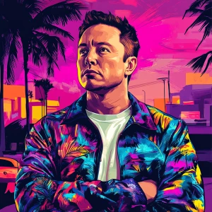 Elon Musk in GTA art style — — in the style of a Grand Theft Au...