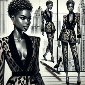 A whimsical detailed, realistic full body image high-fashion ill...