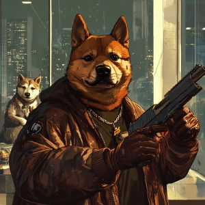 DOGE meme.,With guns robbing bank, GTA style