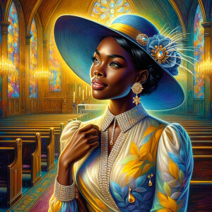 A spiritually enriching illustration portrays an African America...