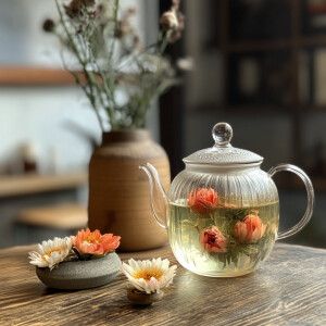 设计一款玻璃茶壶和养生花茶