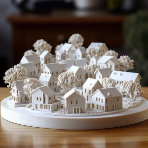 3D printed scale model of a housing development