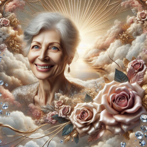 A horizontal portrait of a thi, smiling heavier, set 80-year-old...