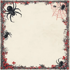 A blank page Araneae with spiders on it black and red