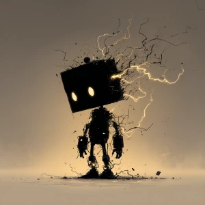 A small black silhouette of a robot that looks like a wallie get...