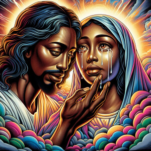 Ensure that the image distinctly represents both Jesus Christ an...