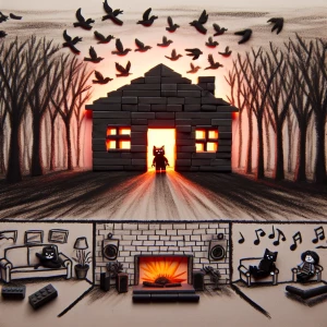 Sonnenaufgang mit vögeln am himmel. Sonne verwandelt sich in ein...