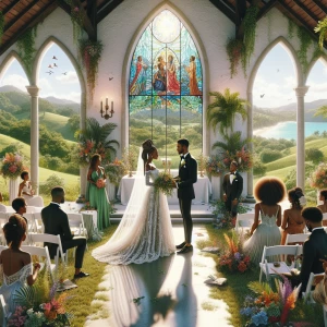 Creating the perfect wedding scene for an African American coupl...