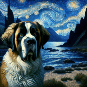Prompt:

Create a stunning oil painting of a st bernard  with st...