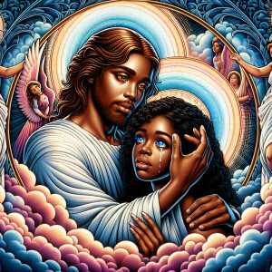 Ensure that the image distinctly represents both Jesus Christ an...