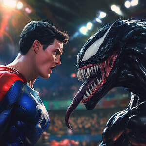 Create a vibrant, high-resolution digital artwork of two charact...