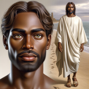 Create a 3-D realistic picture of a beautiful African-American J...