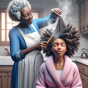 Create a realistic 3-D image of an african-American grandmother...