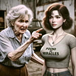 Create a realistic film photograph from 1973 depicting an irate...