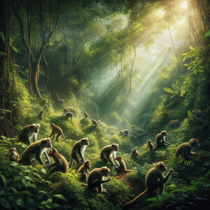 macaques in the jungle of Sri Lanka