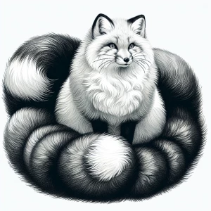 Pregnant nine tailed fox with a super furry body.