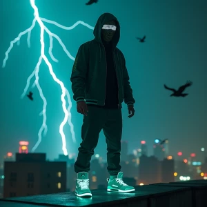 'The Signal Hacker' — a cyberpunk rebel in a hooded nano-fiber j...