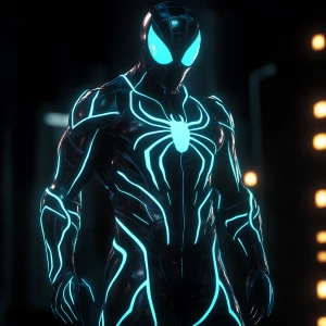 Venom  in the style of Tron, with neon lights and a hyper-realis...