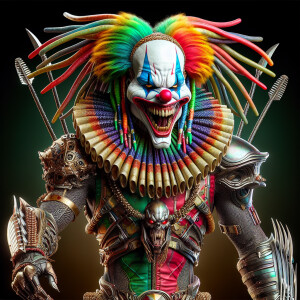 Joker in the style of Yautja's (Hunter Predator),ultra-detailed,...