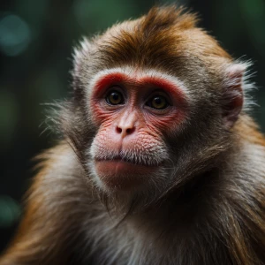 Ein Filmreifes portrait eines realistischen Schimpansen in Nahau...