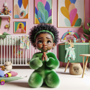 A 3D realistic illustration of a light-skinned African-American...