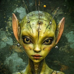Acupuncture art girl alien