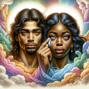 Ensure that the image distinctly represents both Jesus Christ an...