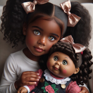 African-American girl with huge Hazel Brown eyes and long, black...