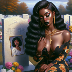 A beautiful light-skinned African-American woman with long wavy...