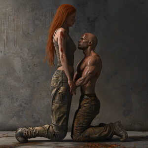 A photorealistic high resolution image. Light ginger haired fema...