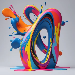 Create an image of a modern sculpture covered in abstract, color...