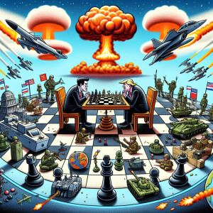 Depict former U.S. President Donald Trump and Russian President...