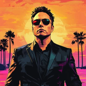 Elon Musk in GTA art style, , in the style of a Grand Theft Aut...