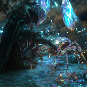 A mysterious extraterrestrial sorcerer manipulating a glittering...