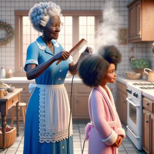 Create a realistic 3-D image of an african-American grandmother...