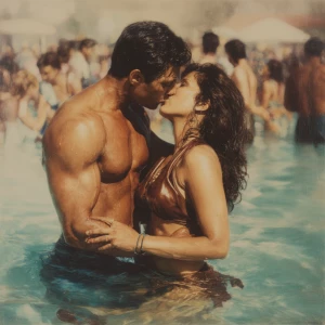 realism, photo painting .a indian criminal sweaty muscular beef...