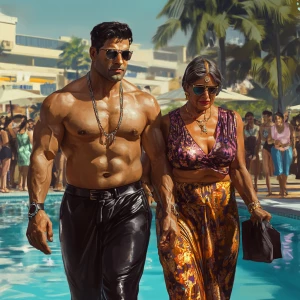 Photorealism,realism style,a muscular beefy criminal man walking...