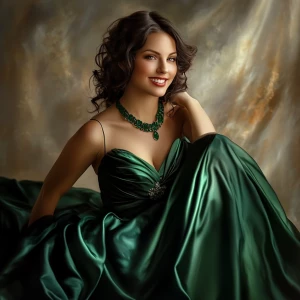 A captivatingly beautiful woman with light, flawless skin, radia...