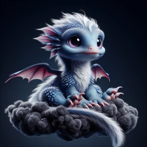 photorealistic sweet beautiful whimsical  soft blue furry baby d...