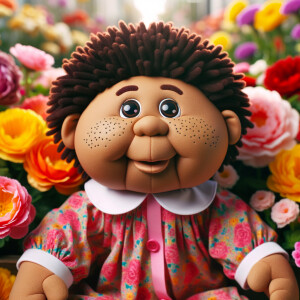 African-American cabbage patch doll with huge dimples, and freck...
