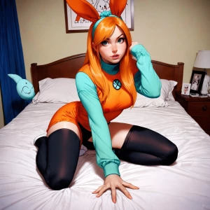 Kim Possible doing a lola bunny cosplay from space jam, ahegao f...