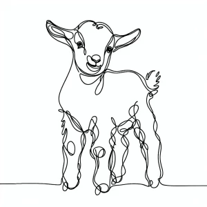 Drawing of a young goat using a single line.