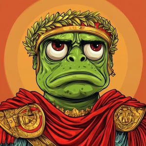 Pepe with pumped-up lips of a bright red color in carton style...